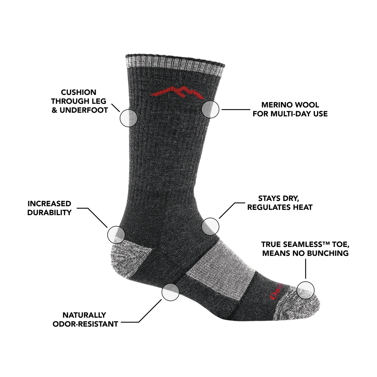 Darn Tough - 1405 Men's Hiker Boot Full Cushion Midweight Hiking Socks