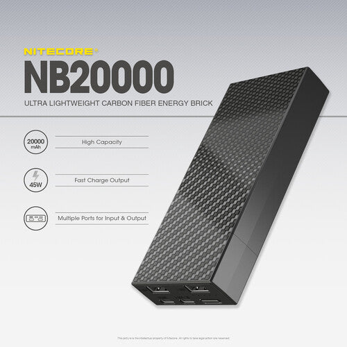 Nitecore - NB20000 mAh Carbon Fiber Power Bank