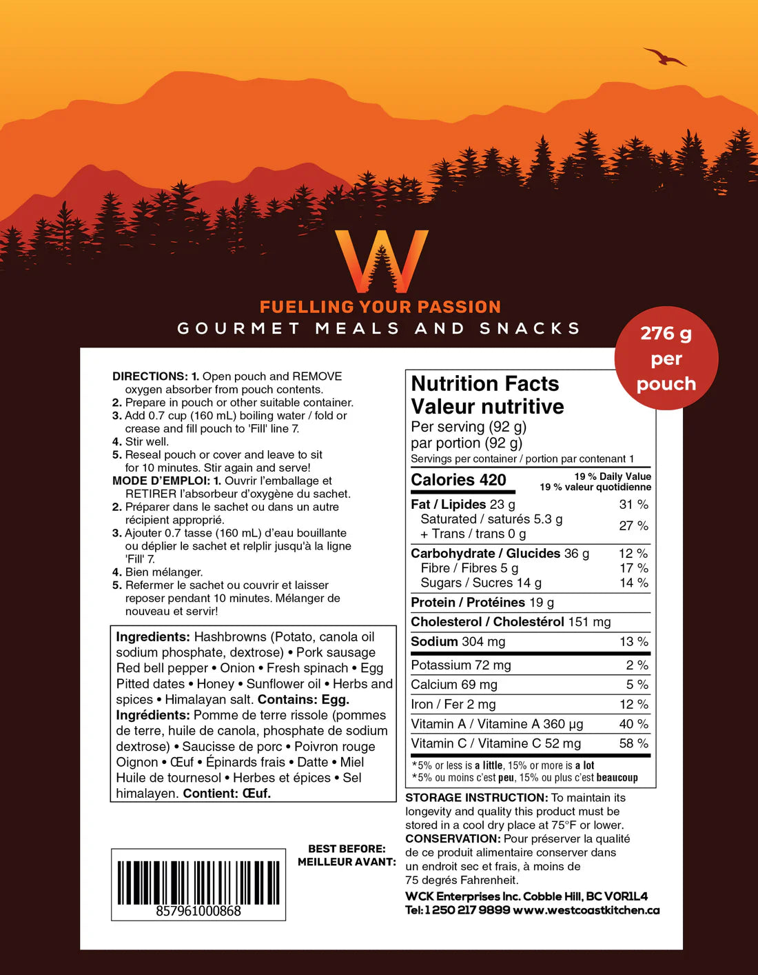 West Coast Kitchen - Trailblazer Breakfast (Single Serving)