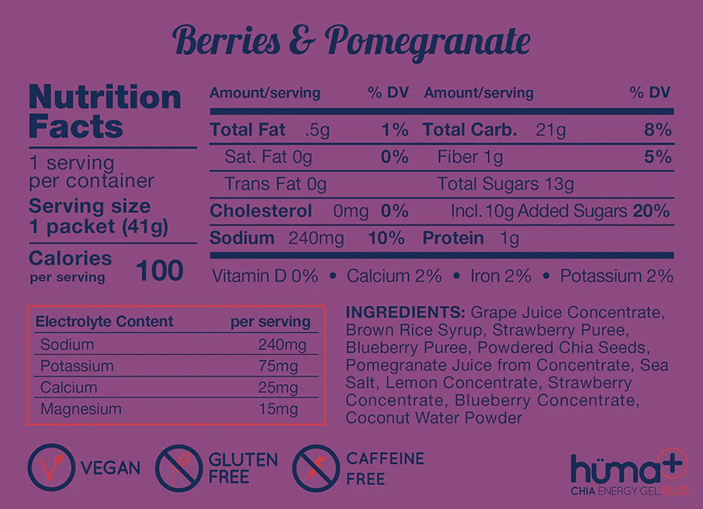 Hüma - Berries & Pomegranate Chia Energy Gel Plus