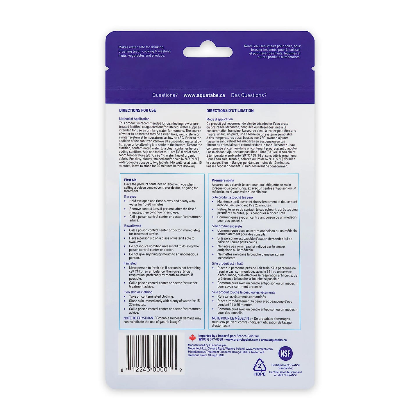 Aquatabs - Water Purification Tablets 49mg (50 pack)