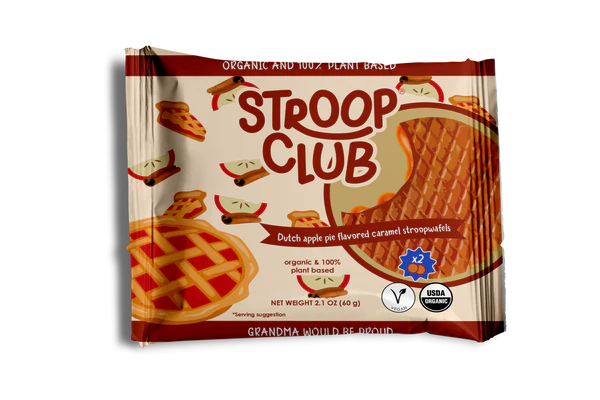 Stroop Club - Dutch Apple Pie Caramel Organic and Plant Based Stroopwafel 2-pack