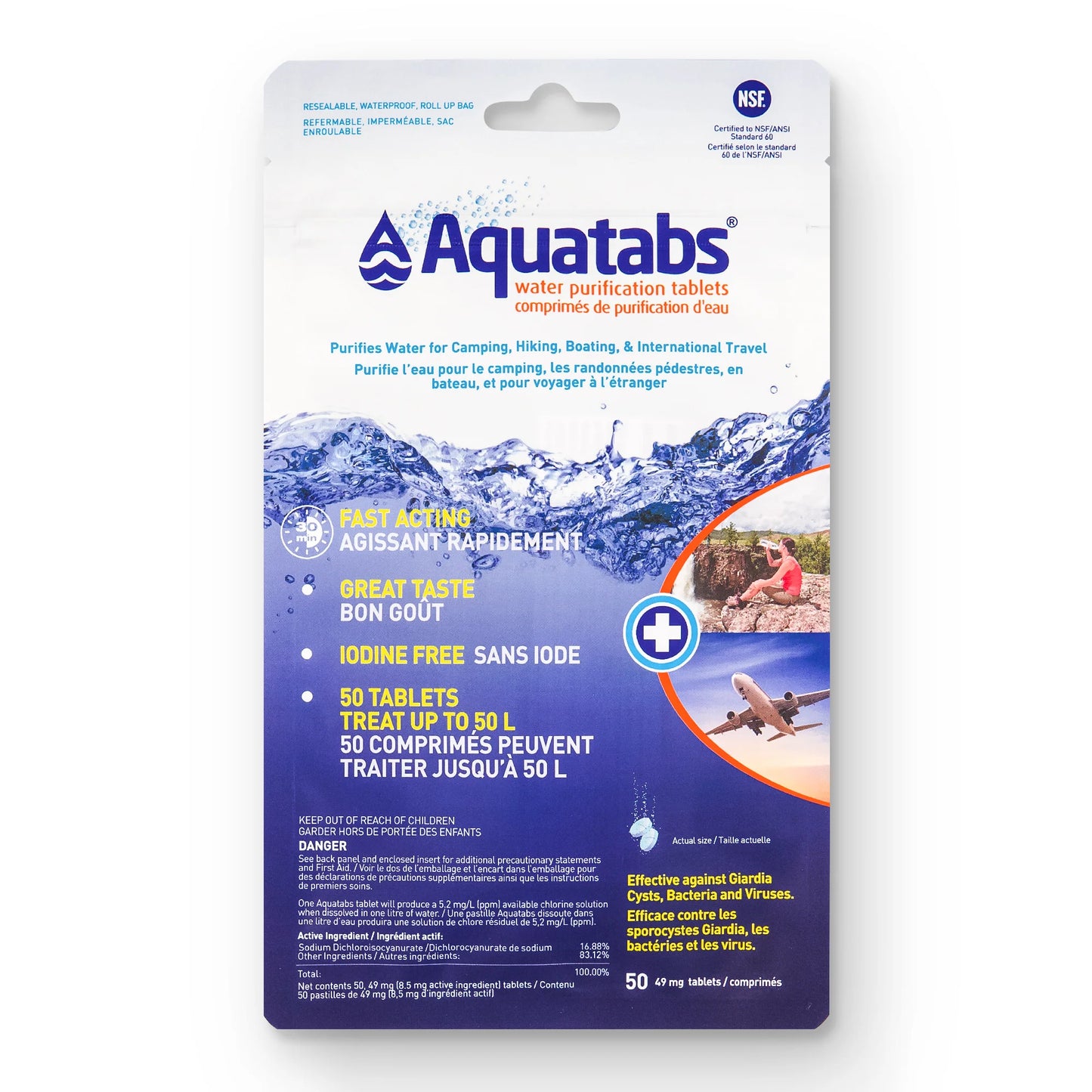 Aquatabs - Water Purification Tablets 49mg (50 pack)