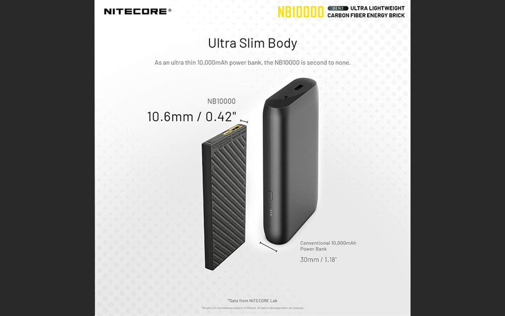 Nitecore - GEN2 NB10000 mAh Dual-Output USB and USB-C Power Bank Battery Charger