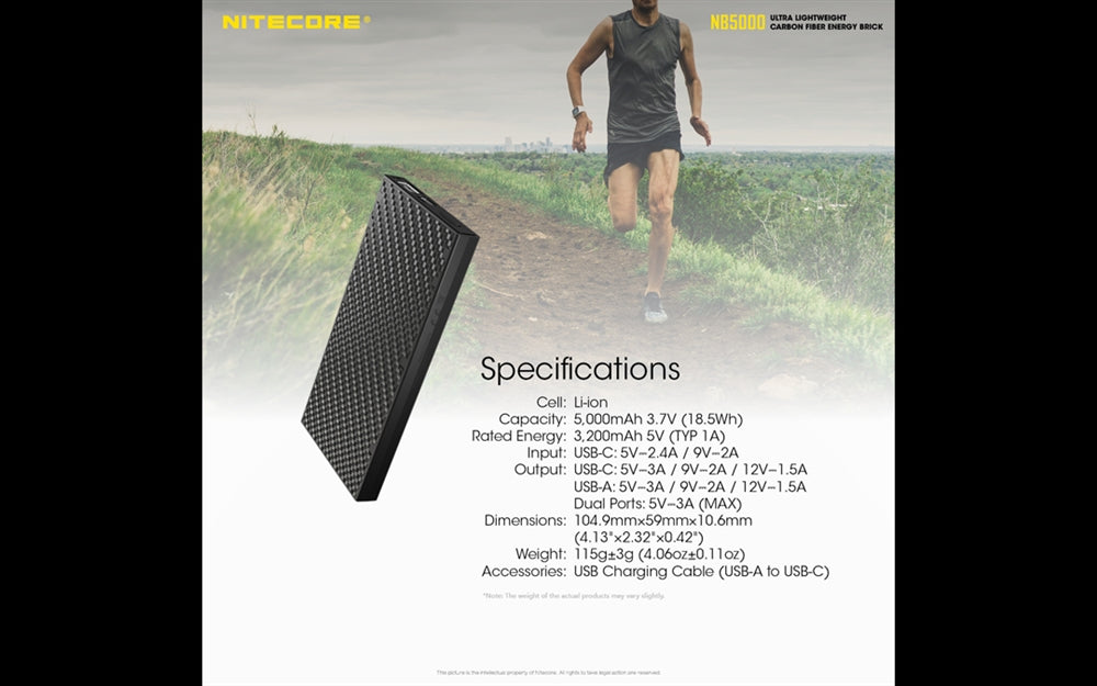 Nitecore - GEN2 NB5000mAh Dual-Output USB and USB-C Power Bank Battery Charger
