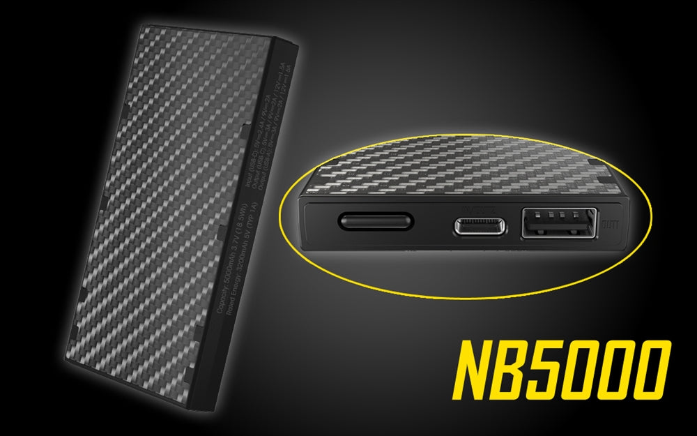 Nitecore - GEN2 NB5000mAh Dual-Output USB and USB-C Power Bank Battery Charger