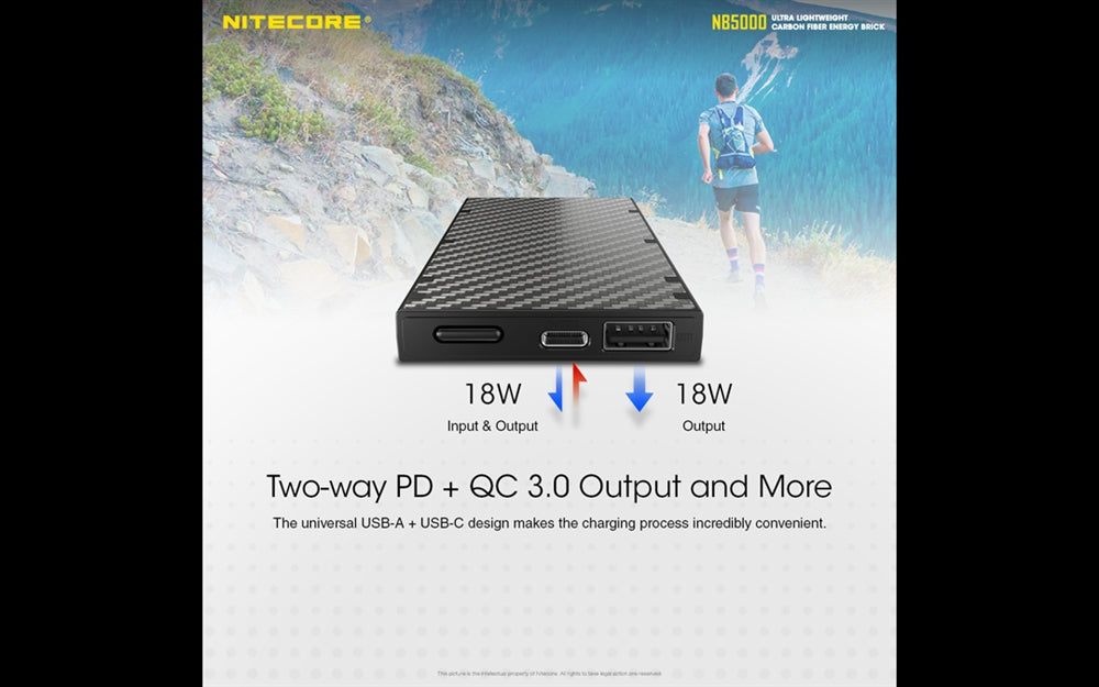 Nitecore - GEN2 NB5000mAh Dual-Output USB and USB-C Power Bank Battery Charger