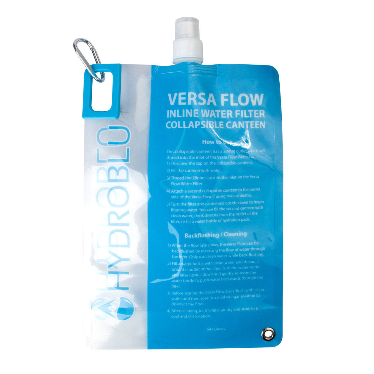 HydroBlu - Versa Flow Inline Water Filter Collapsible Canteen 2L