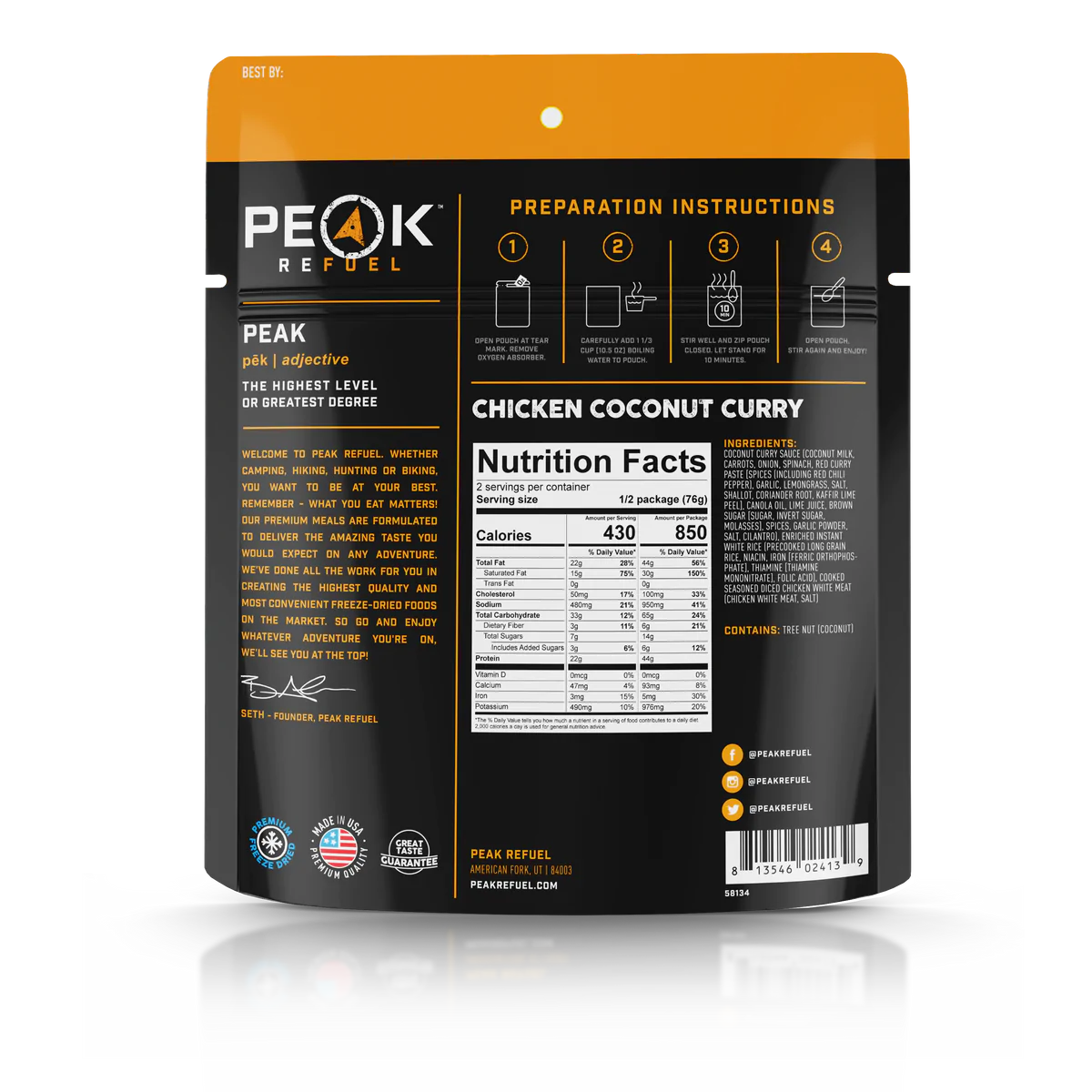 Peak Refuel - Chicken Coconut Curry