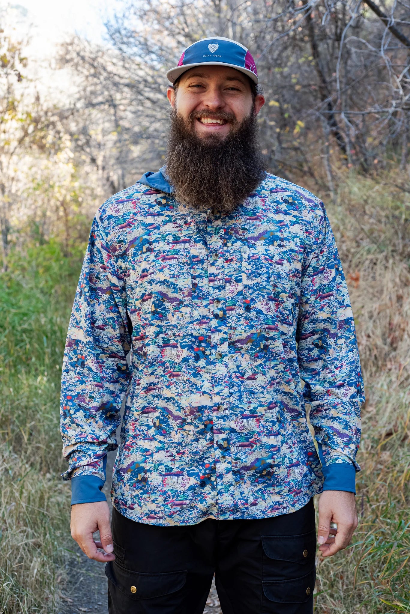 Jolly Gear - Triple Crown Button Down Long Sleeve  - Blue Garden