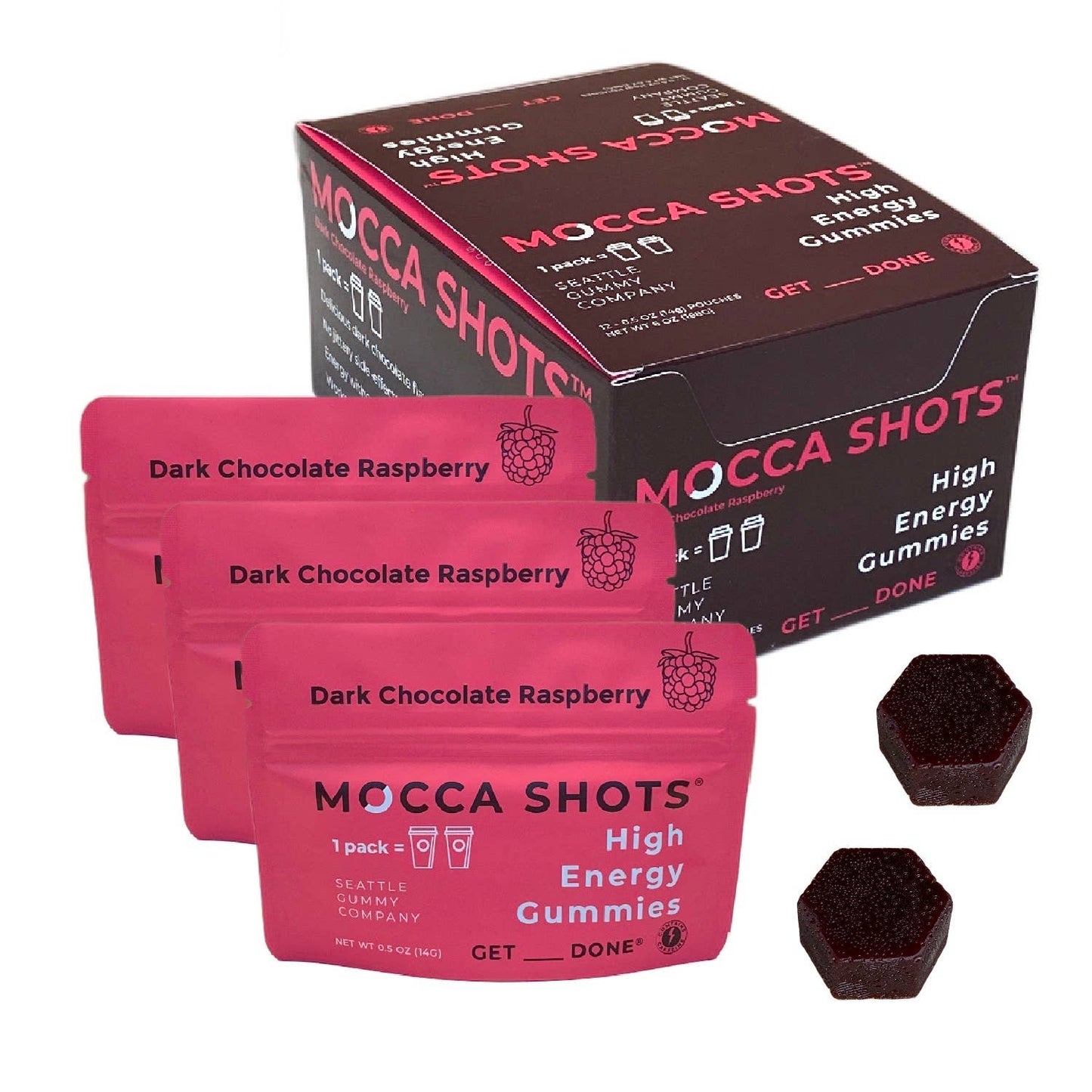 Seattle Gummy Company - Mocca Shots Chocolate Raspberry Caffeine Gummy