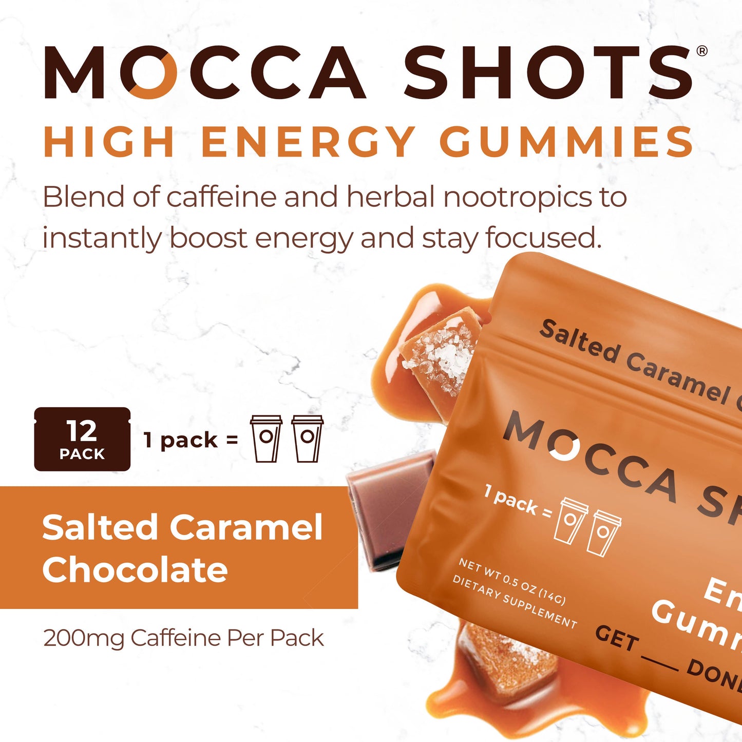 Seattle Gummy Company - Mocca Shots Salted Caramel Chocolate Caffeine Gummy