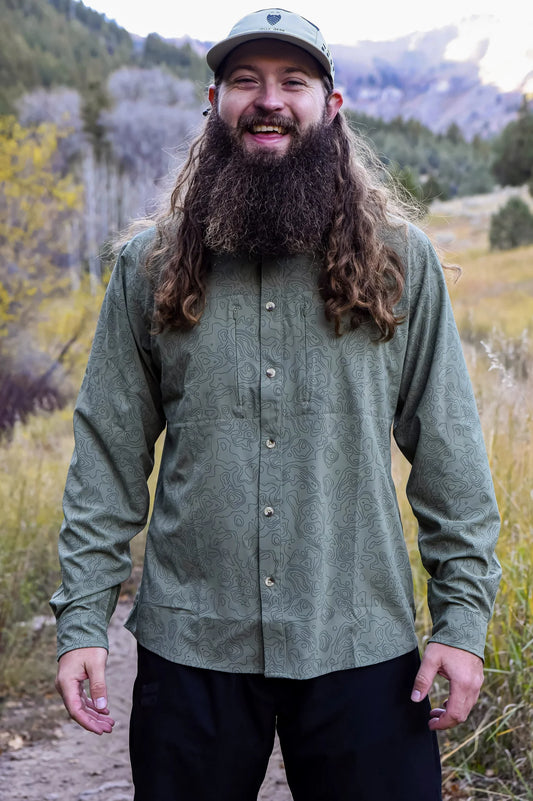 Jolly Gear - Triple Crown Button Down Long Sleeve - Green Topo