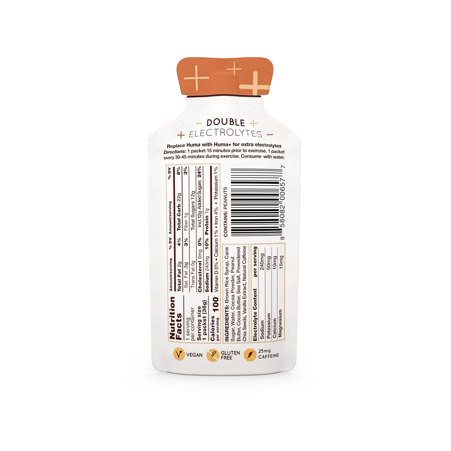 Hüma - Chocolate Peanut Butter Caffeinated Energy Gel Plus