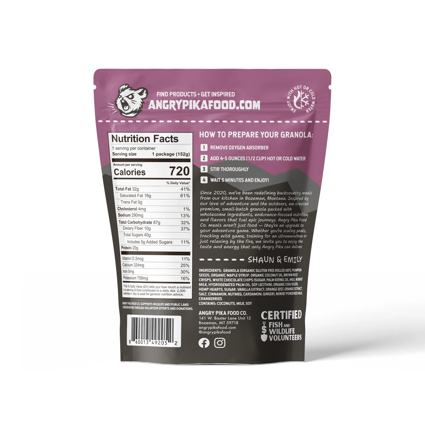 Angry Pika - Cranberry White Chocolate Granola (Nut-Free)