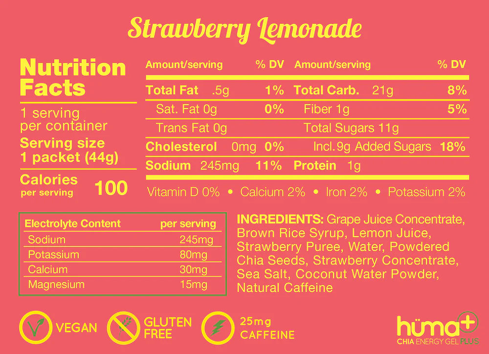 Hüma - Strawberry Lemonade Caffeinated Energy Gel Plus