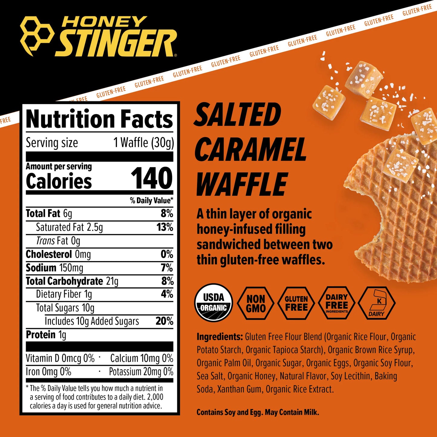 Honey Stinger - Salted Caramel Gluten Free Organic Energy Waffle