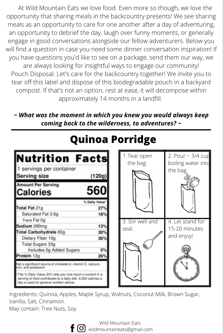 Wild Mountain Eats - Quinoa Porridge