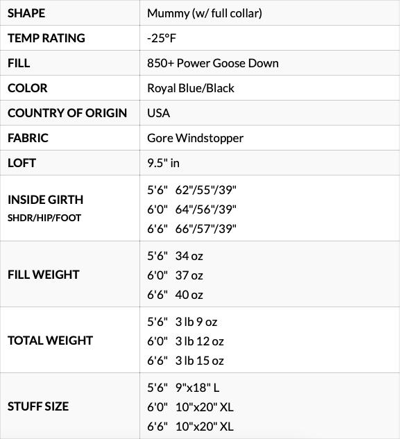 Western Mountaineering - Puma GWS Expedition -32°C Expedition Sleeping Bag