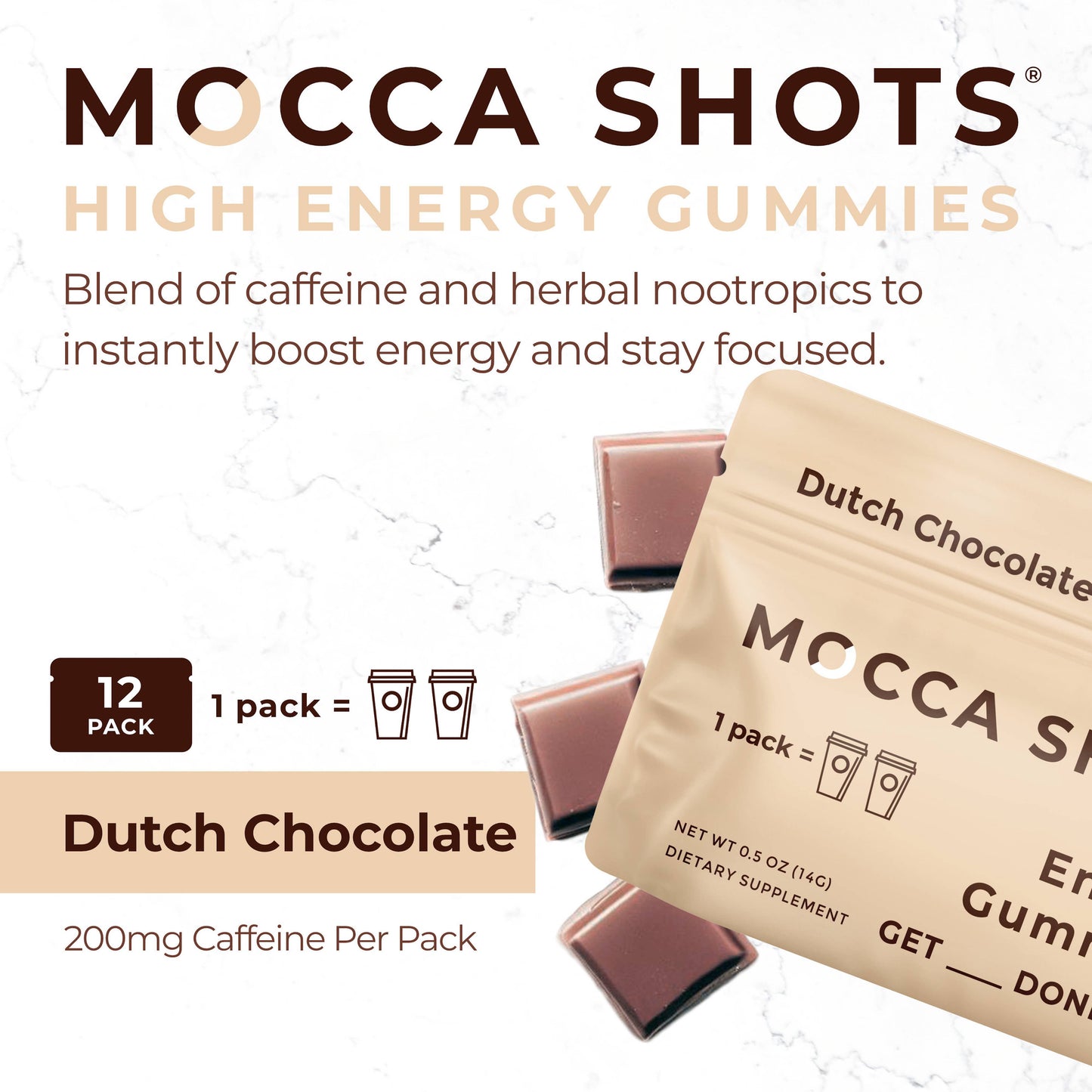 Seattle Gummy Company - Mocca Shots Dutch Chocolate Caffeine Gummy