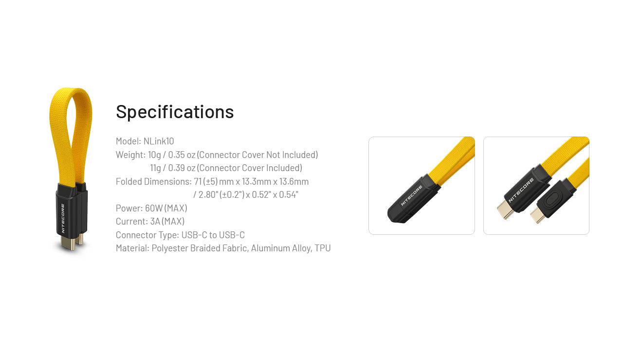 Nitecore NLink10 USB-C Ultralight Magnetic Fast Charging Cable