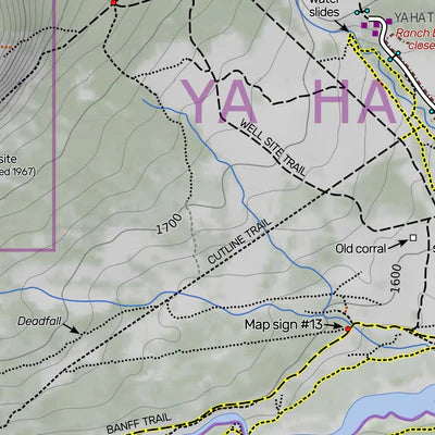 Yaha Maps - Ya Ha Tinda & Surroundings Trail Map